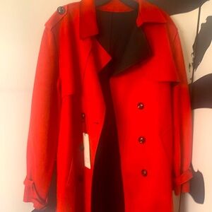 Red coat with black button